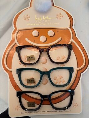 Nicole Miller  Eyeglasses Set with Tortoise, Teal, and Black Frames+1.50